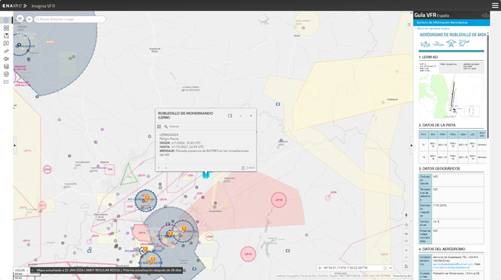 mapa con Guía VFR